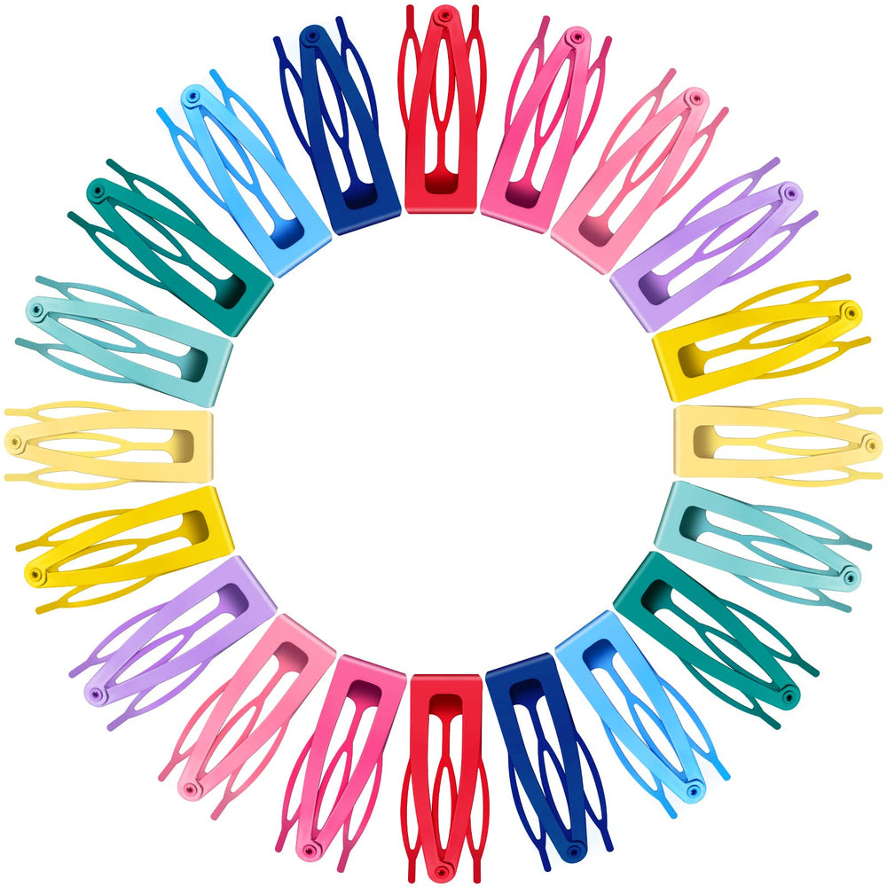 Geosar front view of 40-piece candy color snap clip pack, easy selection benefit