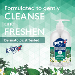 Germ-X bottle on kitchen sink suggesting everyday handwashing convenience