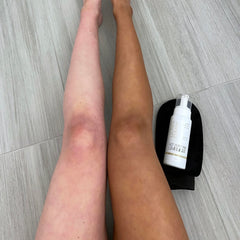 Get Into The Limelight before and after forearm comparison showing natural deep bronze benefit