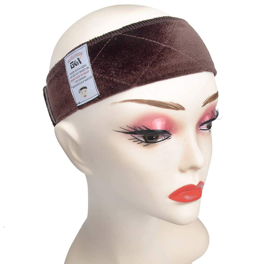 GEXWORLDWIDE front view of velvet wig band shows clean form and easy fit