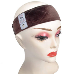 GEXWORLDWIDE front view of velvet wig band shows clean form and easy fit