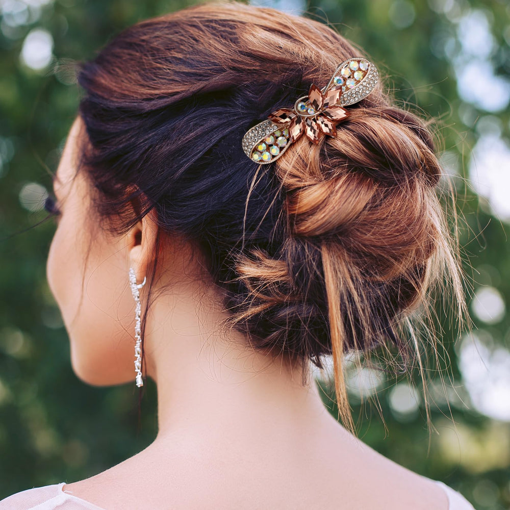 Geyoga barrettes styled with wedding dress offering elegant event-ready accents