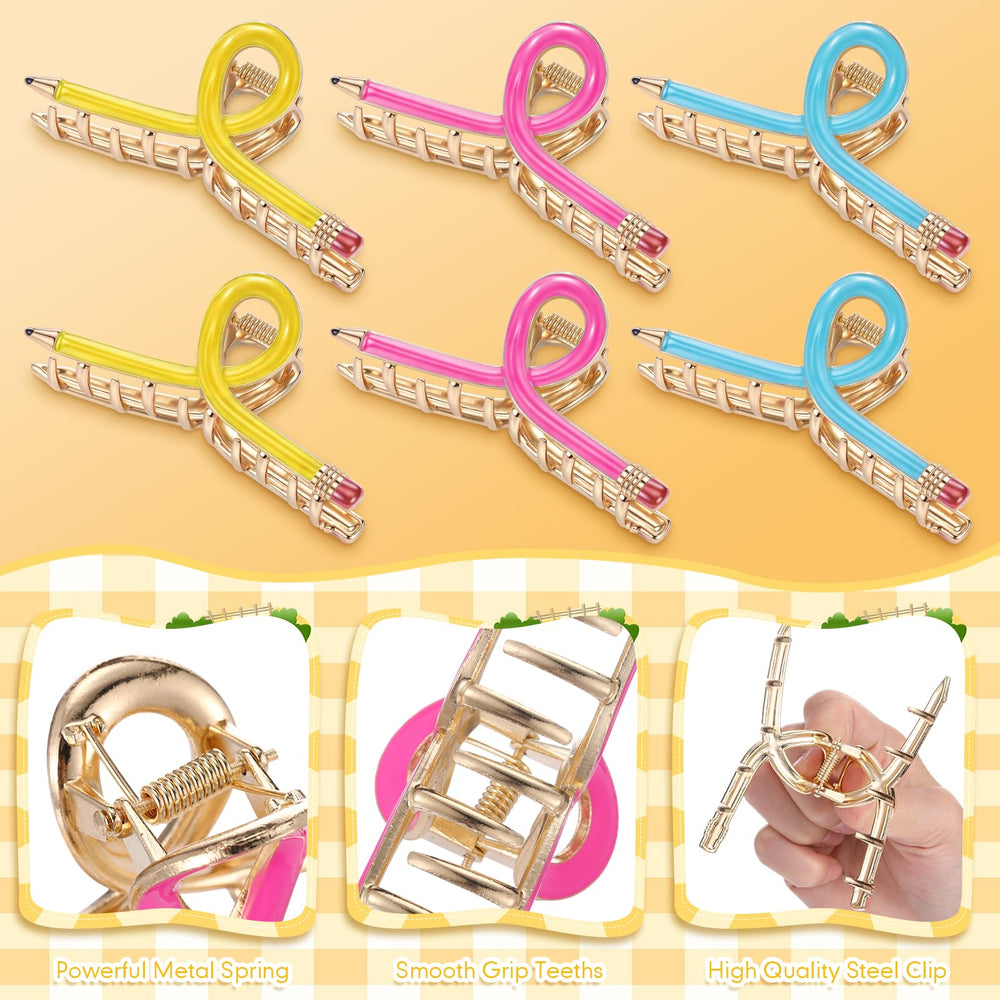 Giegxin pencil clips styled in half-up hair showing playful color and reliable hold