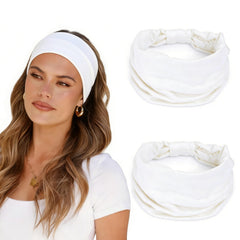 GiLi front view of two white headbands showing clean packaging and style benefit