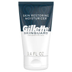 Gillette SkinGuard front packaging showing the moisturizer and size benefits