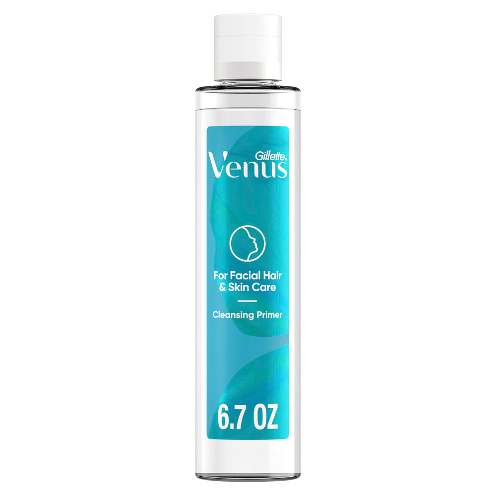 Gillette Venus front packaging showing 6.7oz hydrating primer and clean branding benefit