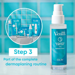 Gillette Venus ingredient label close-up highlighting hyaluronic and niacinamide benefit