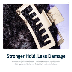 GIMME Beauty clip in hair creating a secure updo, comfortable all-day wear