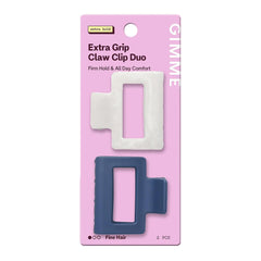 GIMME front view of navy and pearlescent clips showing shape and hold benefit