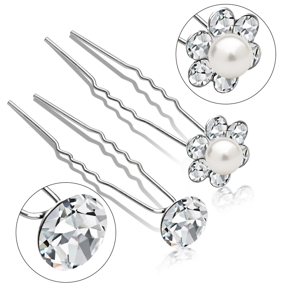 Gingbiss hair pins inserted in a bridal chignon demonstrating secure hold and elegant sparkle