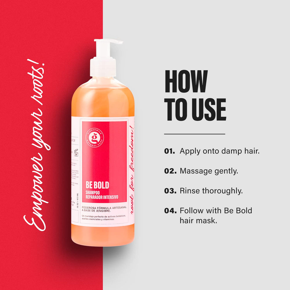 Ginger Milk Natural Care pouring shampoo into palm demonstrating easy application benefit