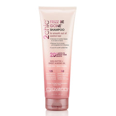 GIOVANNI front bottle showing label and benefit of frizz control