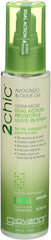 GIOVANNI front packaging of 2chic leave-in spray showing bottle benefits