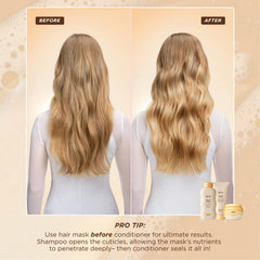 Gisou mask being applied in shower for instant hydration and frizz control