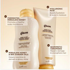 Gisou Honey Gloss mini hair mask jar open showing thick restorative cream