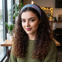 GIYAWA headband on model at party showcasing festive style and instant outfit boost