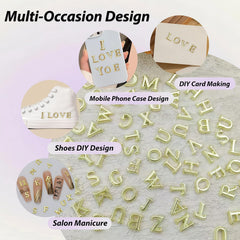 GJJBQTT letter charms applied on acrylic nail showcasing elegant accent