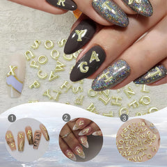 GJJBQTT stylist placing a letter charm during a salon manicure