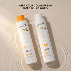 GK HAIR before and after image showing reduced frizz and improved shine