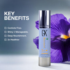 GK HAIR hand applying cream showing easy distribution