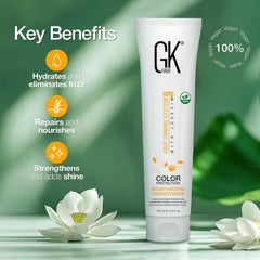 GK HAIR pump dispensing conditioner demonstrating easy application