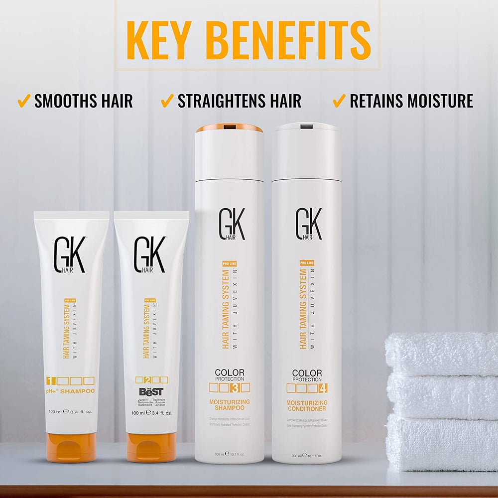 GK HAIR label ingredients close-up showing key conditioning components and oils