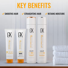 GK HAIR label ingredients close-up showing key conditioning components and oils
