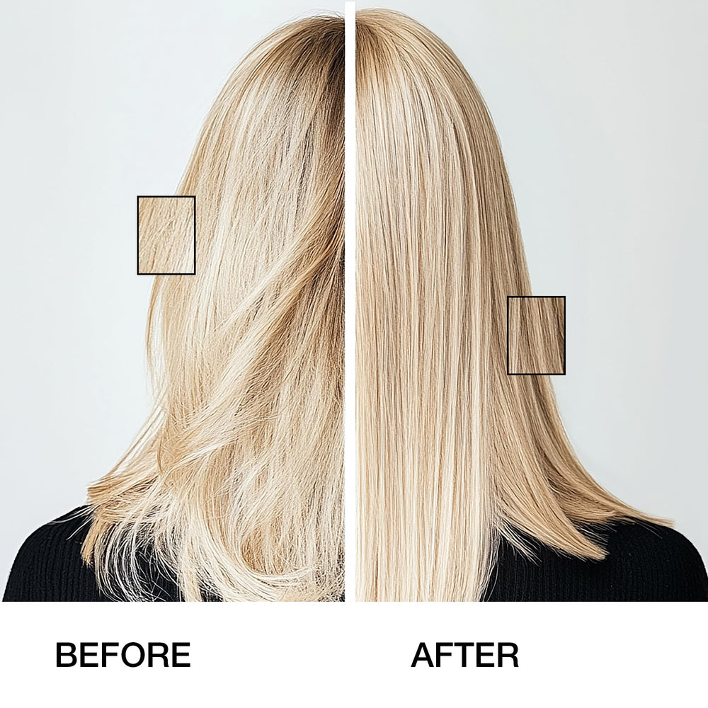 GK HAIR oil on bathroom counter ready for travel and quick touch-ups