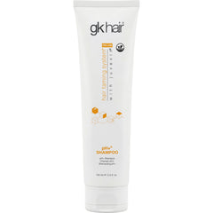 GK HAIR front bottle view showing compact travel size and professional benefit