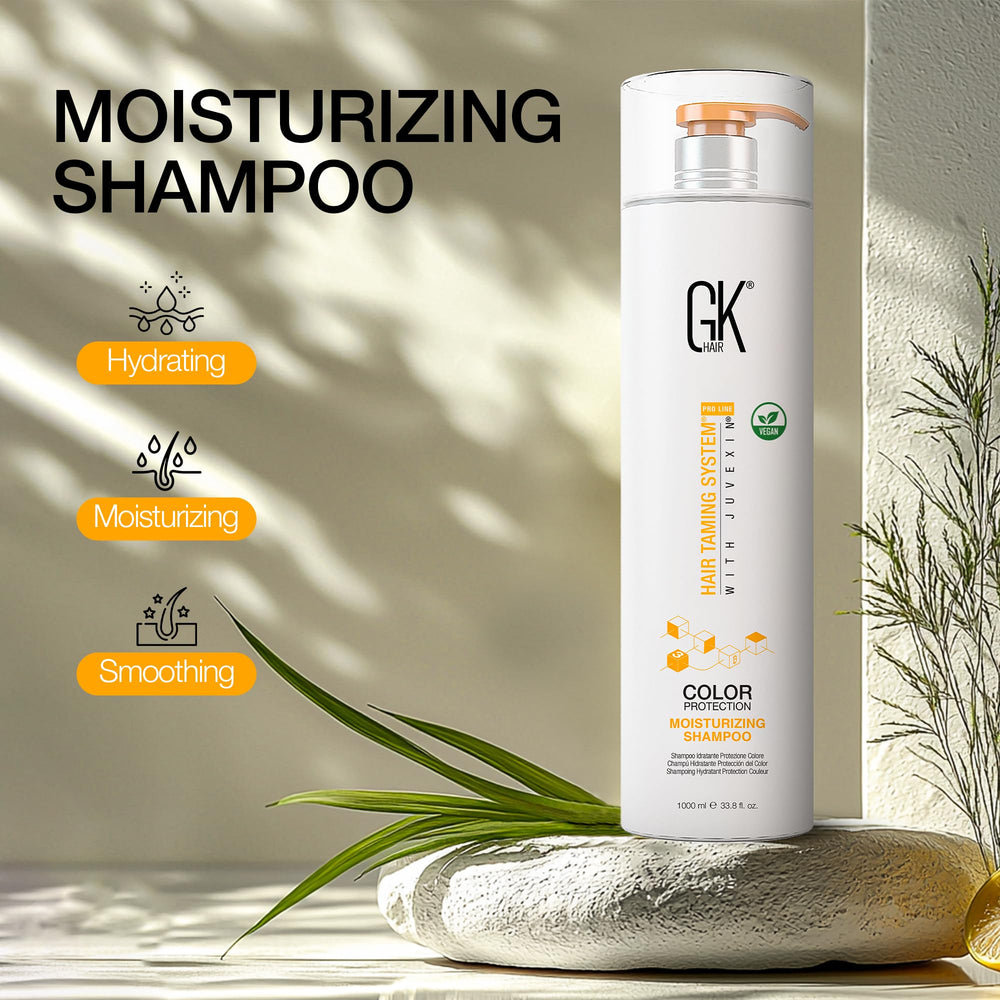 GK HAIR ingredients label close-up emphasizing keratin content and safe formulation