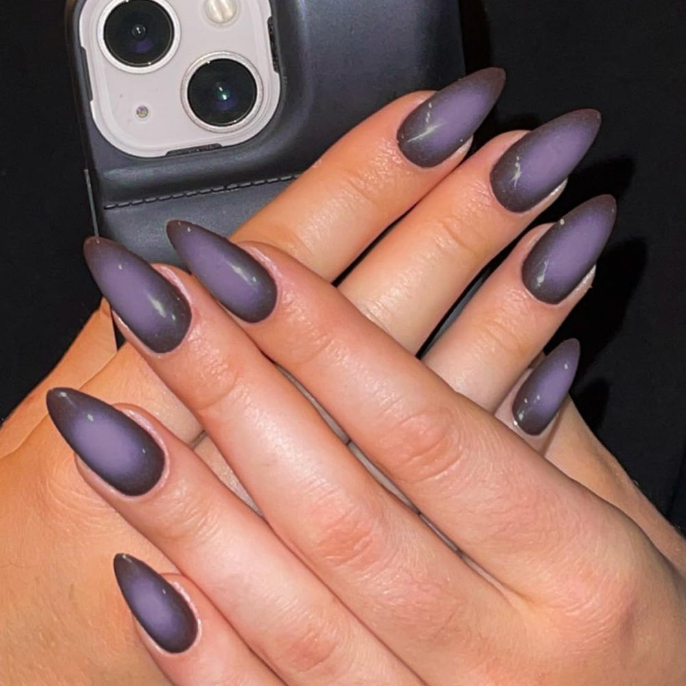 GLAMERMAID applying nail with adhesive tab demonstrating fast salon-free application