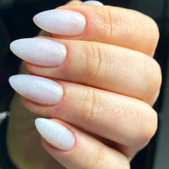 GLAMERMAID front packaging showing nude white glitter nails for an elegant look