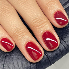 GLAMERMAID front packaging showing pure red press-on nails and set benefits