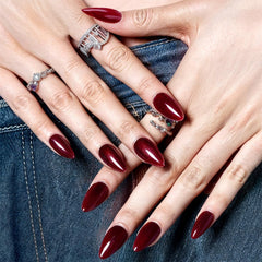 GLAMERMAID dark red stiletto close-up showing rich burgundy detail
