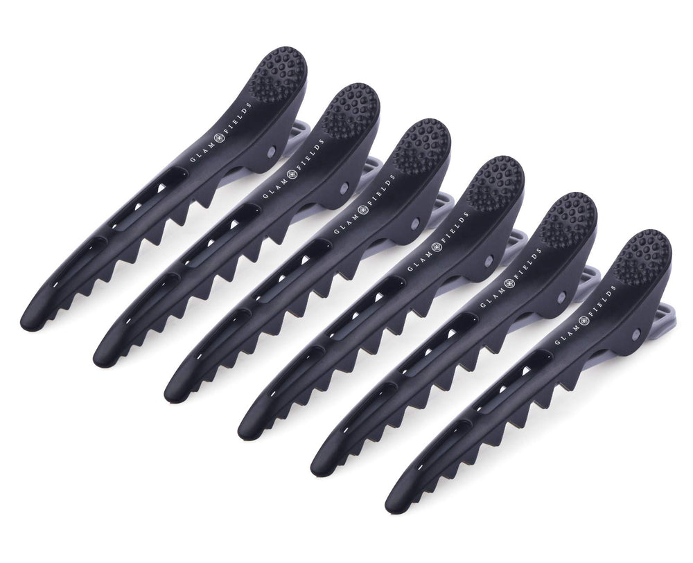 GLAMFIELDS front view of six shark hair clips showing pack and variety benefit