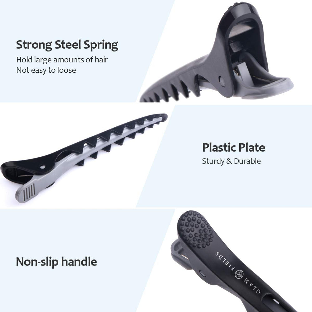 GLAMFIELDS clip holding a section during styling for secure control benefit