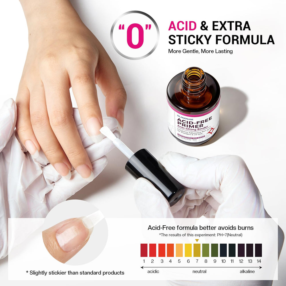 Applying Glamonade with brush to nail plate demonstrating clean prep and better bond