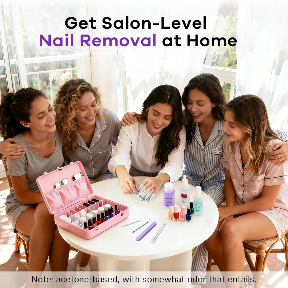 Glamonade before and after nails showing clean polish-free results