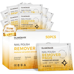 Glamonade front packaging showing lemon-scented nail wipes and 50 count benefit