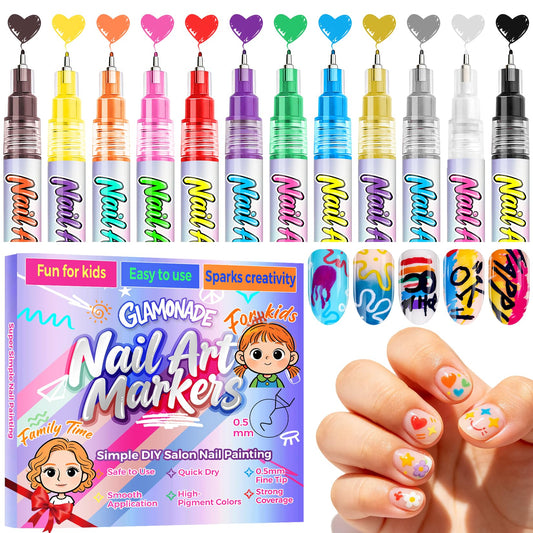 Glamonade front packaging showing 12 vibrant colors and kid-friendly design