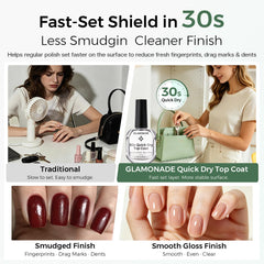 Glamonade finish on hands showing high-gloss, chip-resistant nails benefit