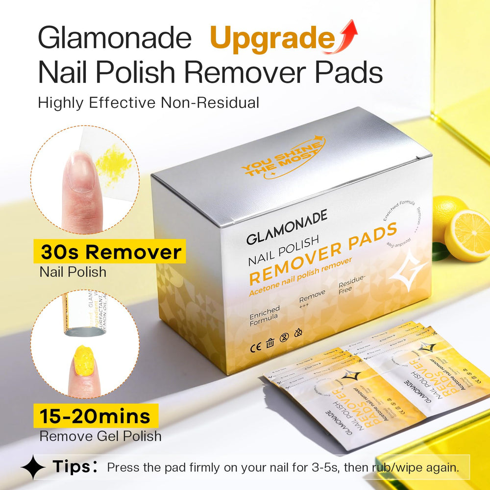 Glamonade single wipe unwrapped displaying saturated pad for quick removal