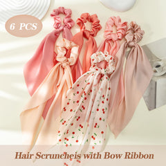 Glaudmeiss full set arranged to show six matching scrunchies and ribbons together