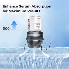 Glemme applying serum after stamping for targeted scalp absorption