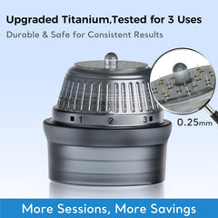 Glemme titanium derma stamp close-up showing needle precision