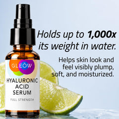 GLEOW dropper dispensing clear serum highlighting precise dosing benefit