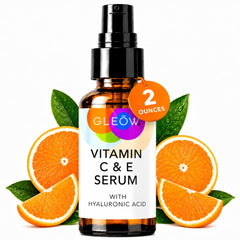 GLEOW bottle front view showing clean packaging and brightening serum benefit