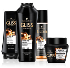GLISS conditioner applied to damp hair demonstrating smoother, detangled strands