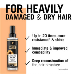 GLISS mist spraying onto hair demonstrating lightweight fast-absorbing benefit