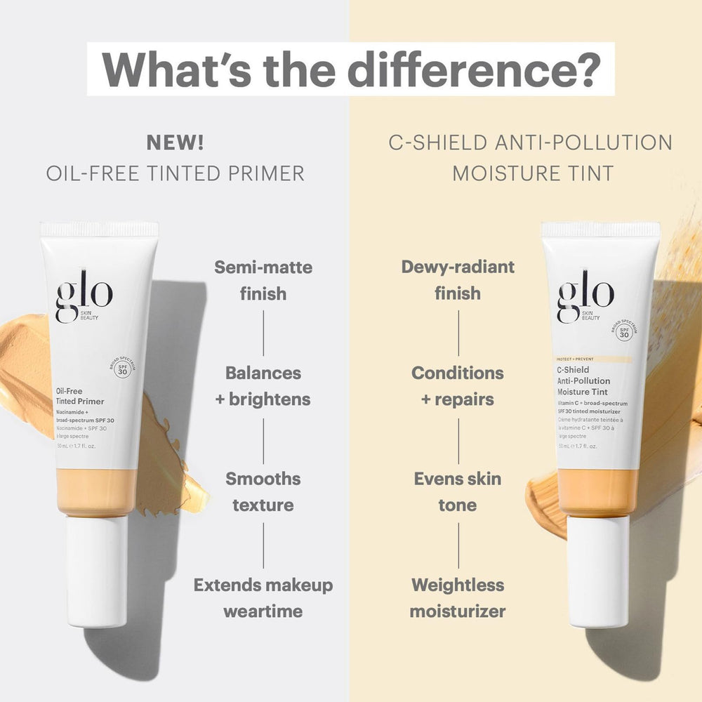 Glo Skin Beauty half-face before and after showing subtle evening